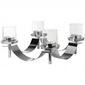 Подсвечник из финки «ГАЛЕРЕЯ», (1 шт.), подсвечник-венок со стеклом, 4 пламени, Адвент венок Fink, цвет silberfarben