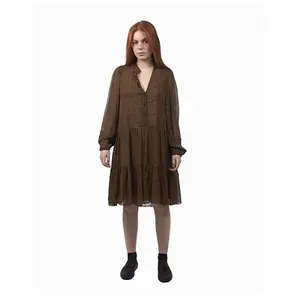 Платье Second Female Severine long sleeve, коричневый