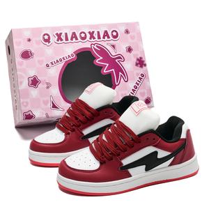 Circle small Кроссовки для скейтбординга унисекс низкие белые красно-белые с черной подошвой и непарные бело-красные, цвет White Red