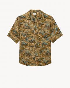 Рубашка из вискозы с принтом "конфетти" SAINT LAURENT, коричневый