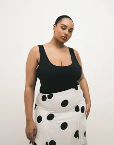 Черное облегающее боди из полиамида с овальным вырезом ASOS DESIGN Curve