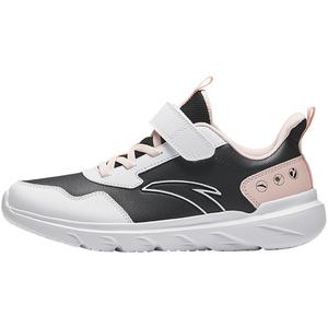 Легкие амортизирующие низкие детские беговые кроссовки черный белый розовый Antakids