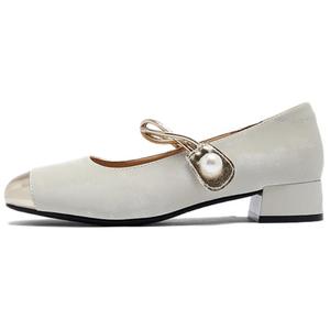 AGSDON Туфли Мэри Джейн женские бежевые