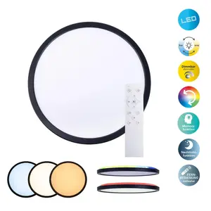 Потолочный светильник näve LED "CARLO" с RGB-подсветкой D: 29,3 см, 2 шт. Холодный белый | Нейтральный белый | Теплый белый, регулируемая яркость с памятью, смена цветов и ночной режим Näve, черно-белый