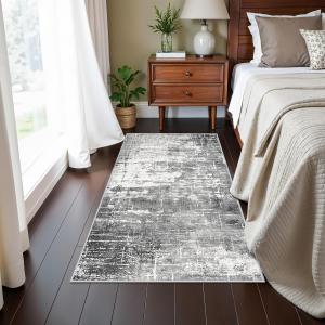 Ковёр Hy Hao Yun Lai Abstract для спальни, 61х122 см, чёрный/серый