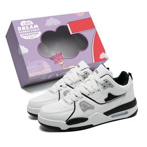 7 SEVFUN Износостойкие и легкие мужские скейтерские кеды низкие белые черные белые черные, цвет White Black