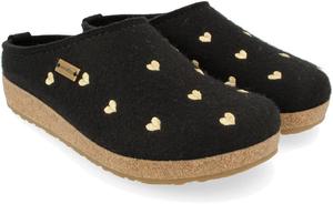 Тапочки HAFLINGER Cuoricini из войлока с шерстью, черный