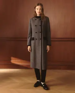 Женское длинное шерстяное пальто с запахом Lloyd's, светло-серый