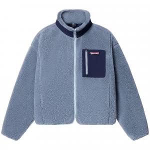 Теплое пальто из коллекции Fleece Collection с бархатистой текстурой для женщин CAMEL, mist серый синий/night синий