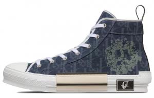 Кроссовки B23 High Top Синий Диагональный Принт И Знак Мира Слезы Деним DIOR