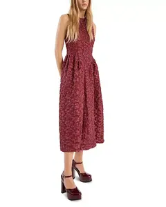 Жаккардовое платье миди Rotate, красный