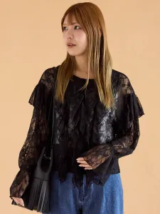 Блузка с кружевной оборкой Ehka Sopo, цвет Black