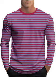 Мужская футболка с длинным рукавом, поло, Casual, Stretch Cotton, Crew Neck