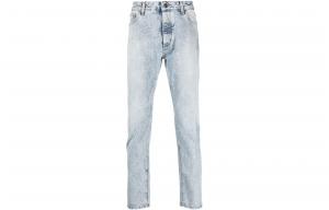 Прямые джинсы с принтом изогнутого логотипа PALM ANGELS, синие