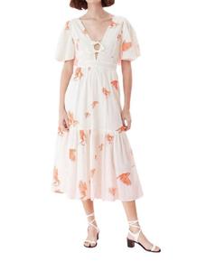 Платье миди в стиле бохо из хлопка белого цвета Rebecca Taylor