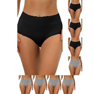 9 пар женских трусиков с высокой талией, утягивающие, комфортные, с кружевной отделкой и резинкой Inspire Chic, Black Gray