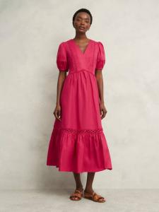 Миди-платье harriet с пышными рукавами Hobbs, цвет Bright Pink
