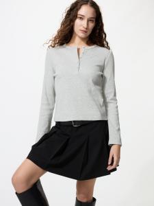 Лонгслив Uniqlo Ribbed Henley Neck, 02 светло-серый