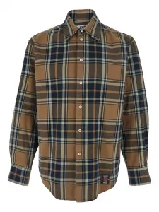 Клетчатая рубашка с нашивкой-логотипом Msgm, коричневый