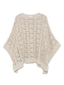 Вязаный топ с круглым вырезом Brunello Cucinelli, нейтральный