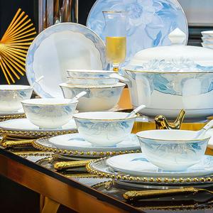 Luowei Yemei 62-Piece Tableware Set, набор посуды из фарфора Jingdezhen, 62 предмета, тарелки и миски, новый дизайн 2025, подарок на новоселье