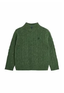 Классический джемпер стандартного кроя с косами и молнией до середины груди. Jojo Maman Bébé, Green