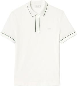 Мужская поло-рубашка с отворотом и окантовкой в тон ткани Lacoste, белый