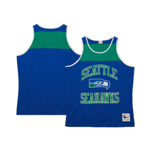 Мужская королевская зеленая майка Seattle Seahawks Heritage с цветными блоками Mitchell & Ness, синий