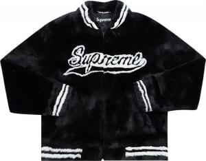 Куртка Supreme Faux Fur Varsity Jacket 'Black', черный