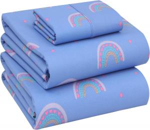 Комплект постельного белья Ruvanti, 3 предмета, 168х260/100х203/51х76 см, голубой/радуга