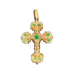 Изумрудные кулоны, унисекс, золотые Chrome Hearts, золото