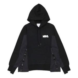 Толстовка x sacai logo printing splicing contrasting hoodie 'black' Nike, мультиколор