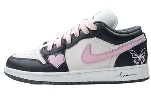 Jordan Женские кроссовки Air 1 Abrasion Resistant Low top Vintage Basketball Shoes черные розовые