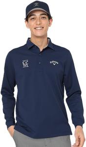 Мужская рубашка-поло с длинным рукавом Callaway C25233100, классическая, простая, влагоотводящая, быстросохнущая, с защитой от УФ-излучения, для игры в гольф, темно-синий