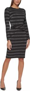 Женское трикотажное платье Tommy Hilfiger с длинными рукавами и перекрученной талией, Black/Silver