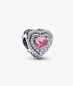 Шарм Pandora Sparkling Leveled Hearts. серебро