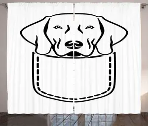 Штора ABAKUHAUS Weimaraner Rustic, Семейная собака в сумке, универсальная ленточная штора для гостиной с петлями и крючками, 280 x 225 см, белый и темно-серый Abakuhaus