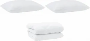 Одеяло с подушкой из 3 предметов, белая микрофибра и пуховые перья vidaXL