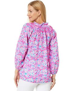 Платье Lilly Pulitzer Lourdes 3/4 Sleeve Cotton, цвет Aura Pink Baby Bloomer
