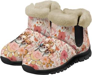 Женские зимние ботинки UNICEU с утеплителем из искусственного меха, снегоступы для ходьбы, повседневные туфли на плоской подошве, ботинки без шнурков для улицы, Cute Corgi Dogs