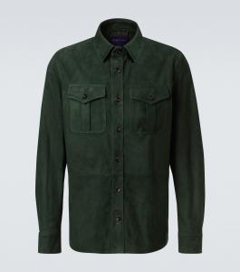 Бархатная рубашка Barron Ralph Lauren Purple Label, Equine Green