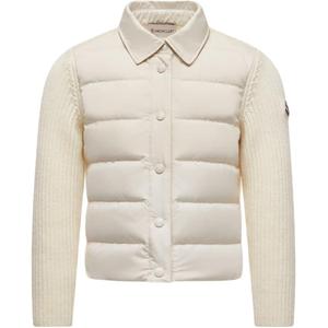 Утепленная пуховая шерстяная рубашка детская Moncler, белый