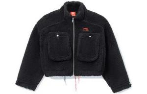 Женская бархатная куртка из коллекции Li Ning Sports Basketball, черная, с воротником-стойкой, средней высоты