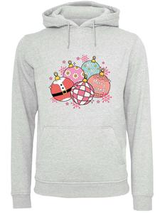 Пуловер F4NT4STIC Hoodie Pink Cute Christmas Tree Balls, пятнистый серый