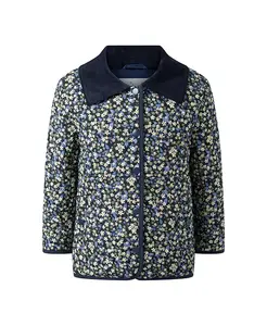Стеганая куртка для девочек с ягодным цветочным принтом - для малышек и для детей постарше. Rachel Riley, синий