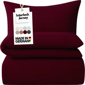 Постельное белье Interlock Jersey 135x200 бордового цвета, однотонное постельное белье, пододеяльник 135 x 200 Carpe Sonno