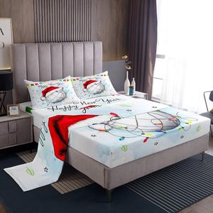 Erosebridal Комплект постельного белья с новогодним принтом для детей и любителей спорта, White Blue