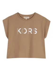 Футболка с логотипом Michael Kors Kids, коричневый