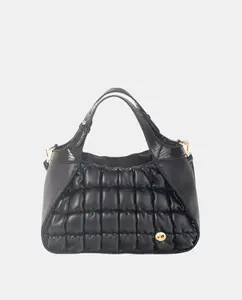 Черная сумка с двумя ручками, изготовленная из трех материалов с различной отделкой, все в одном цвете Volum, черный