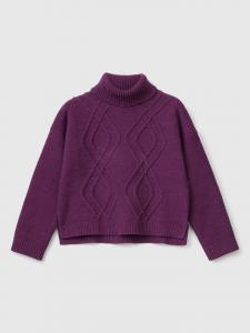 Benetton Фиолетовый свитер с высоким воротником